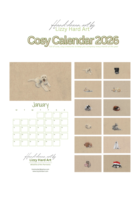 2026 Calendar | Cosy Creatures Calendar | Hand-Drawn Animal Artwork