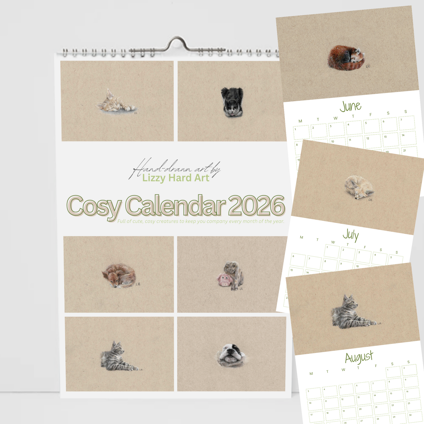 2026 Calendar | Cosy Creatures Calendar | Hand-Drawn Animal Artwork