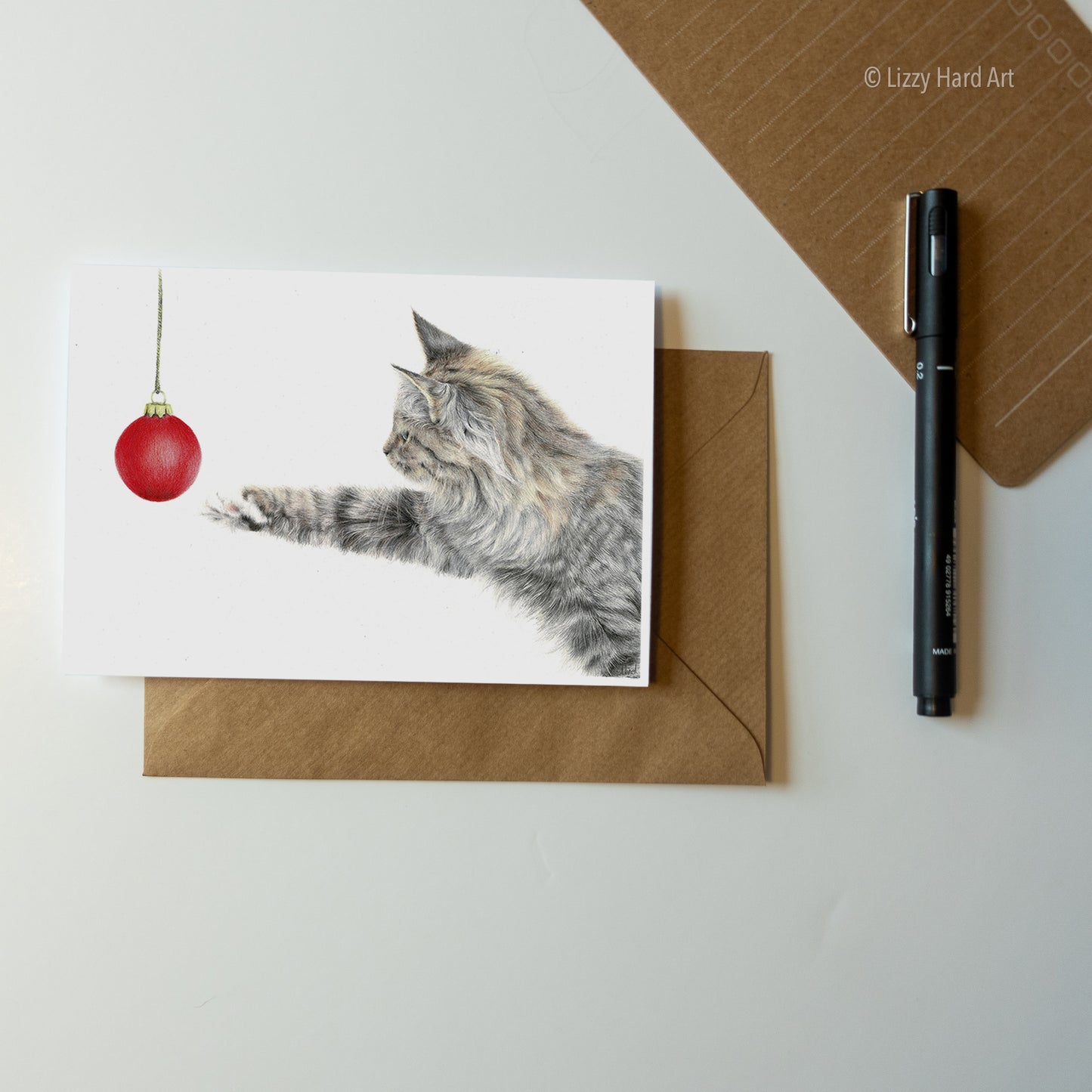 Playful Bauble Cat | Christmas Card