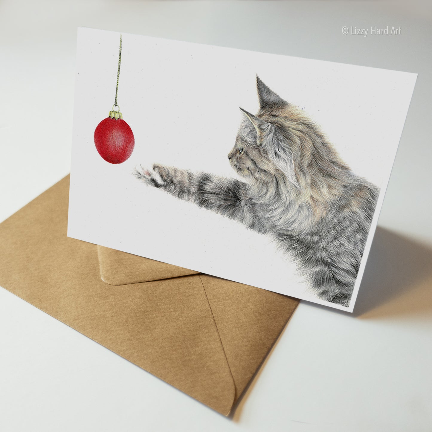 Playful Bauble Cat | Christmas Card