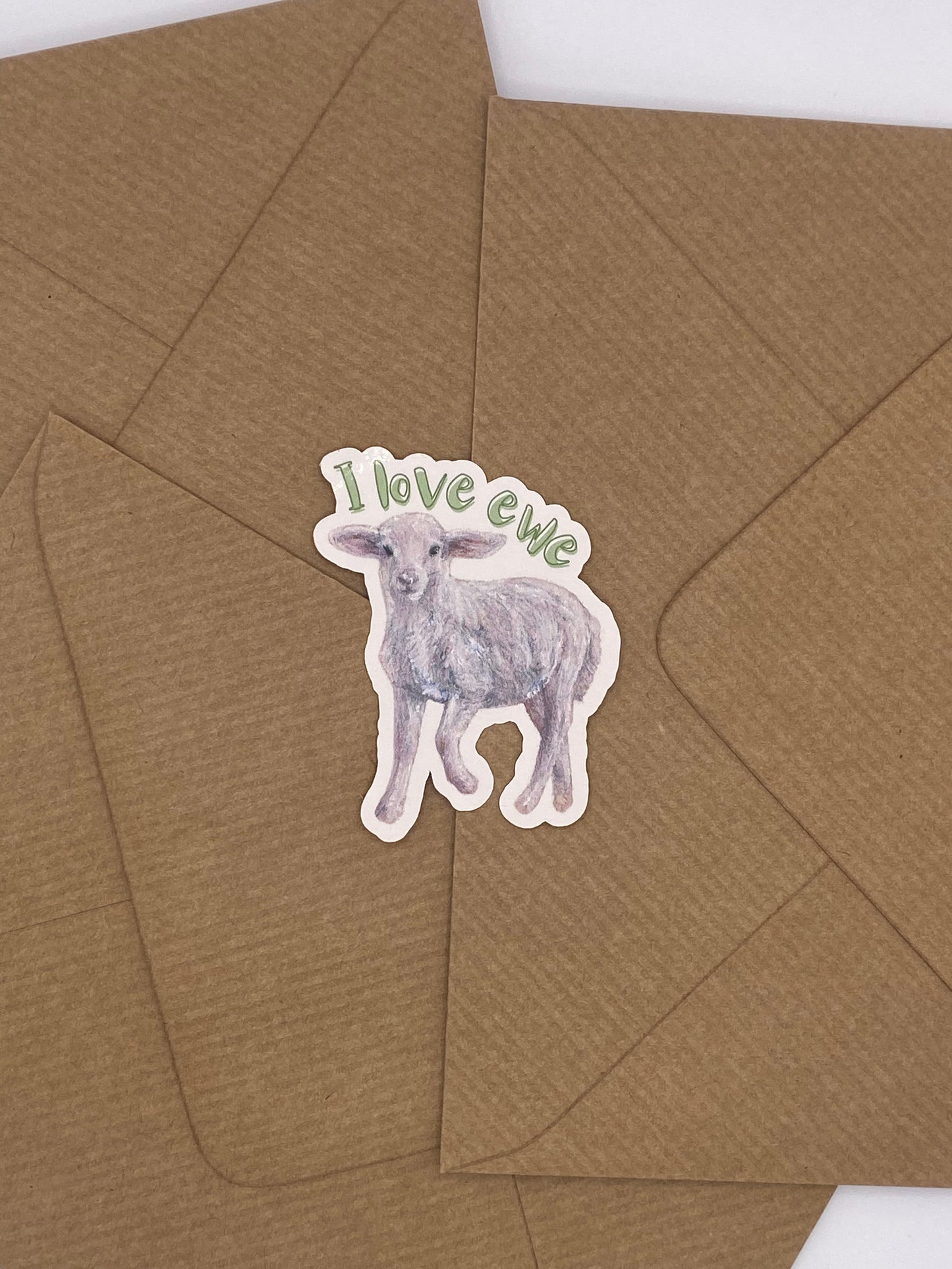cute hand-drawn ewe sheep lamb sticker with Valentine's pun. 