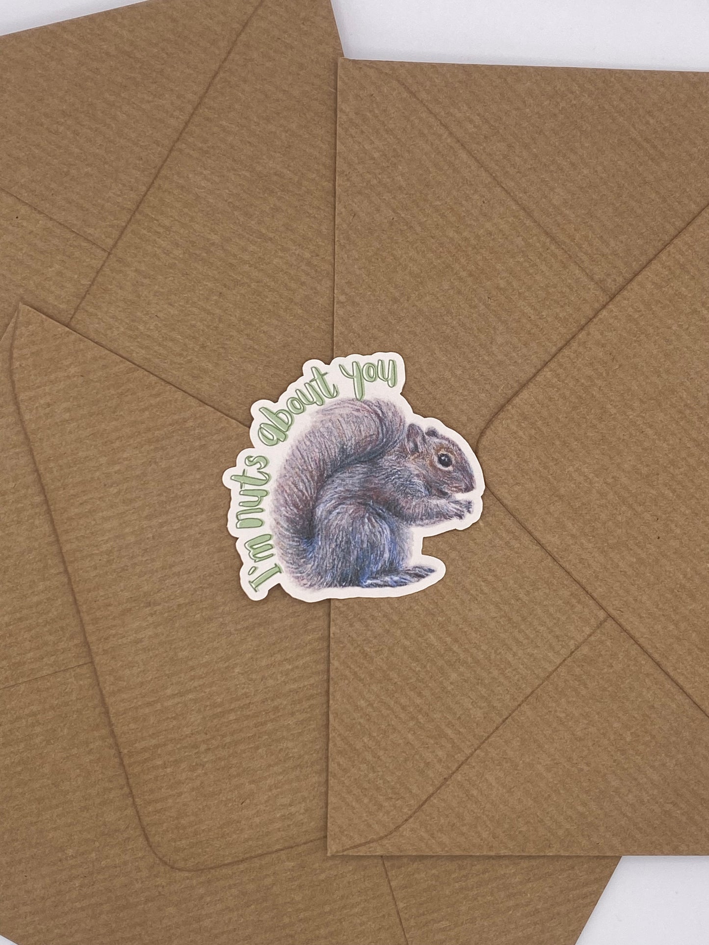 cute hand-drawn squirrel sticker with Valentine's pun. 
