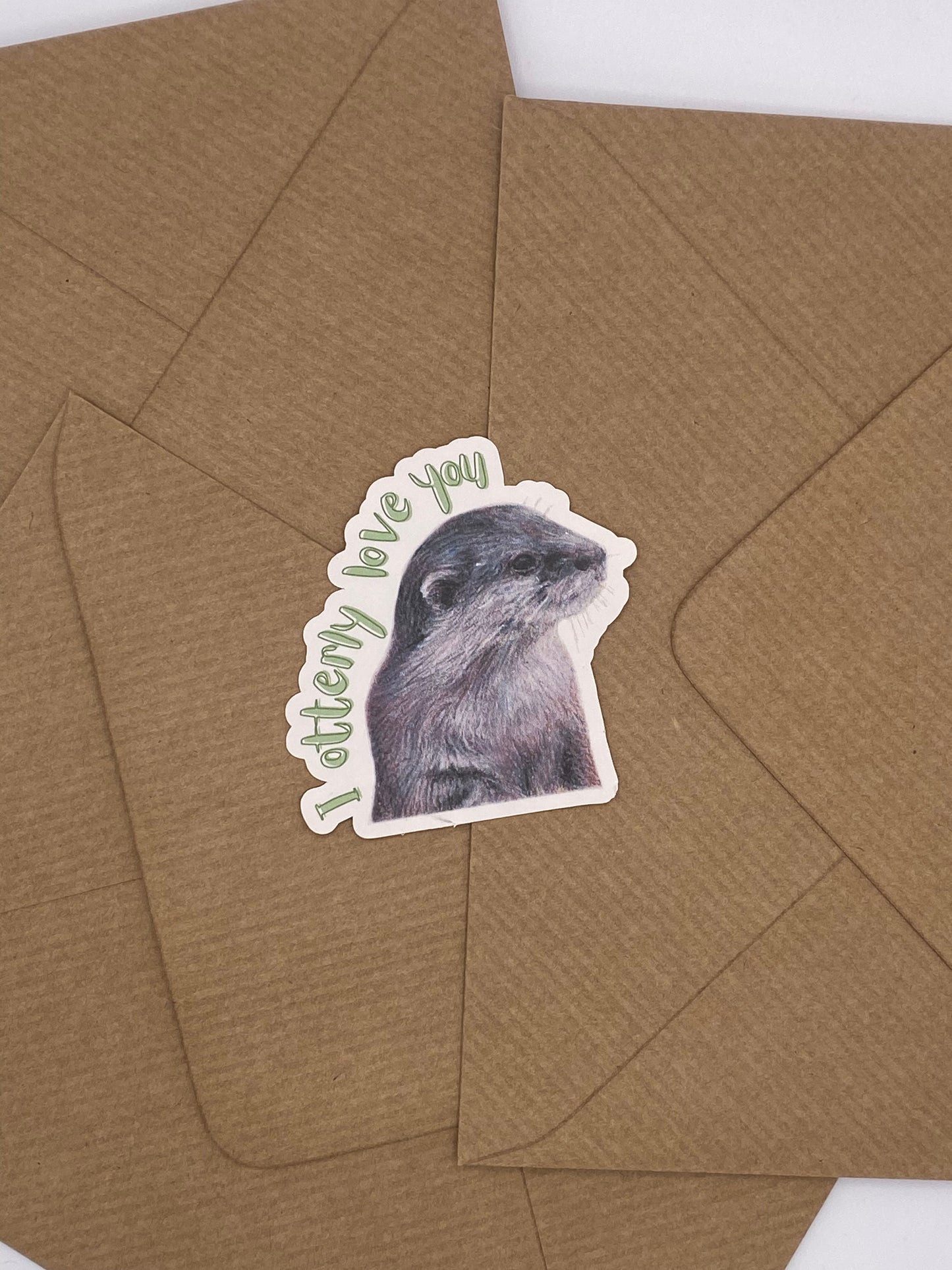 cute hand-drawn otter sticker with Valentine's pun. 