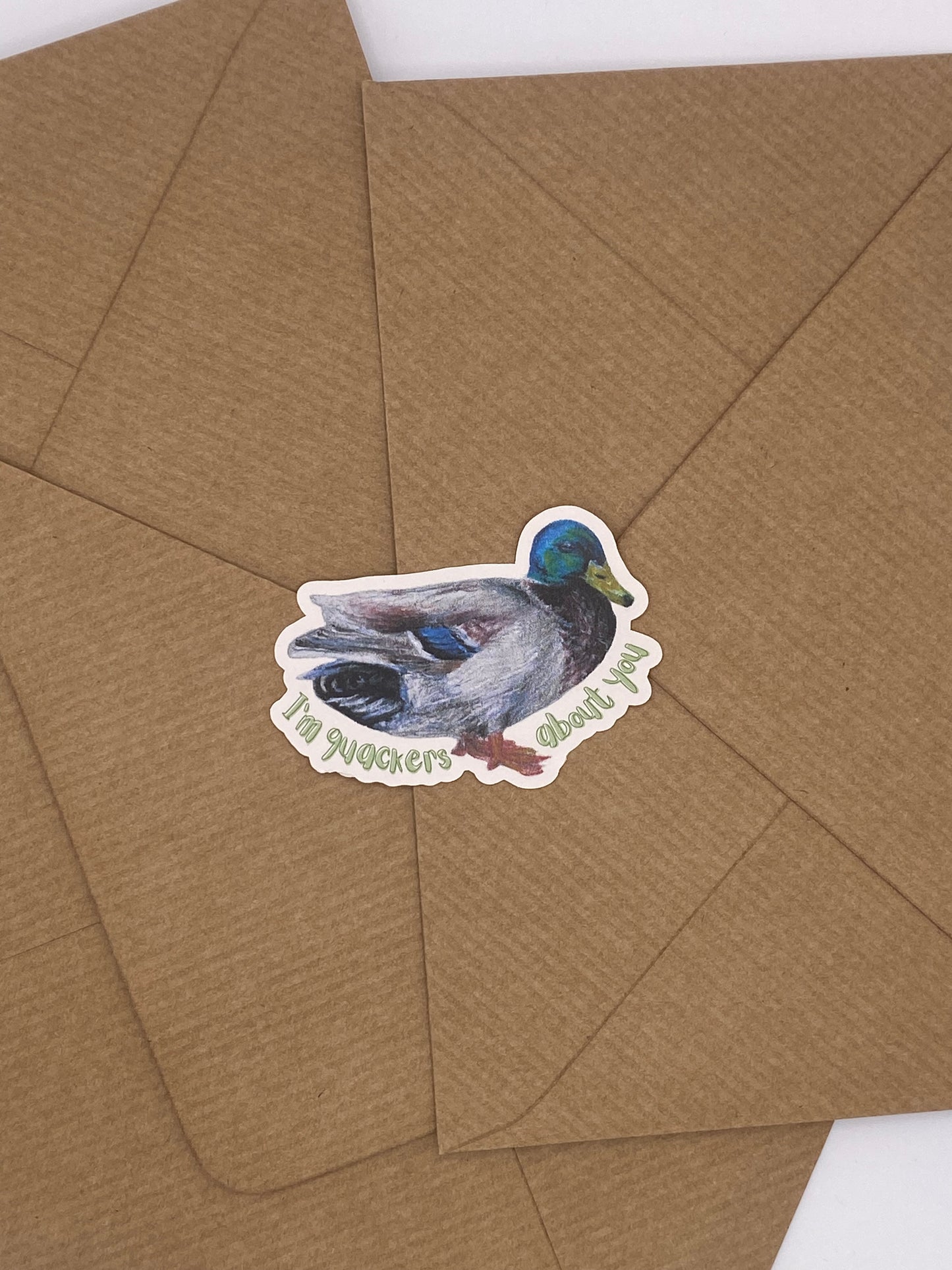 cute hand-drawn duck sticker with Valentine's pun. 