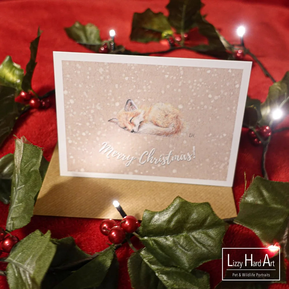 Snowy Sleeping Fox | "Merry Christmas" Card