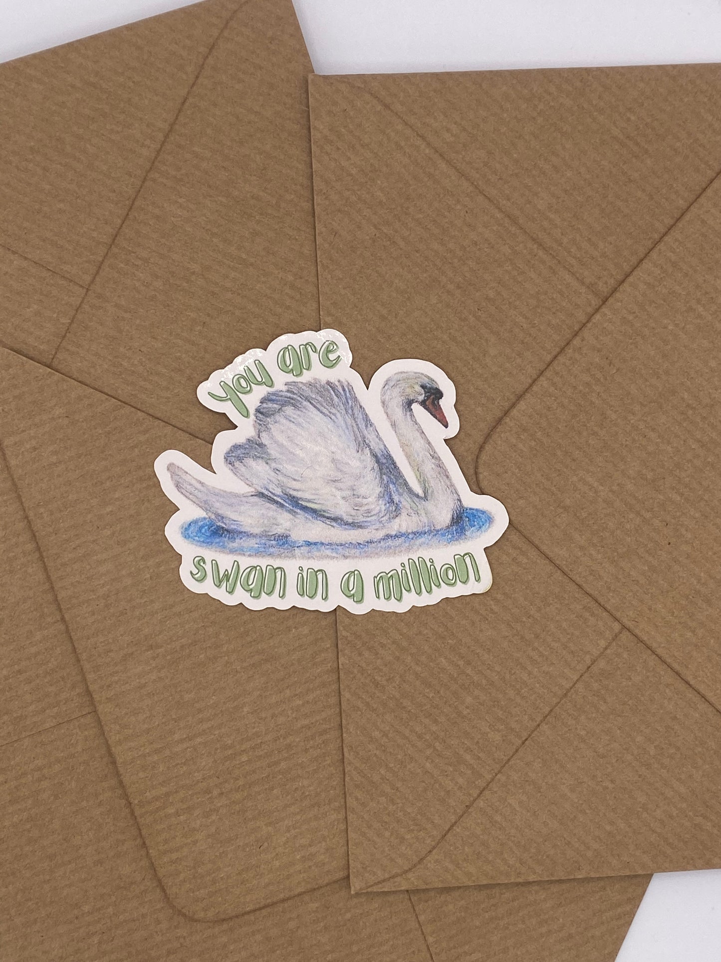 majestic hand-drawn swan sticker with Valentine's pun. 