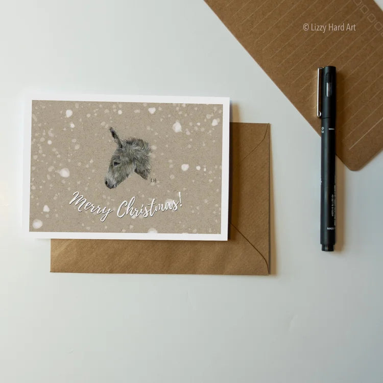 Snowy Donkey | "Merry Christmas" Card