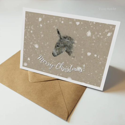 Snowy Donkey | "Merry Christmas" Card