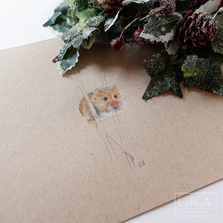 Harvest Mouse | Original Artwork | Miniature Drawing