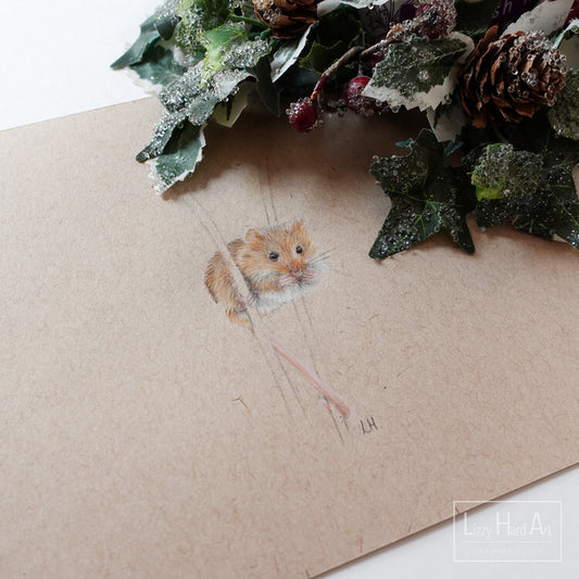 Harvest Mouse | Original Artwork | Miniature Drawing